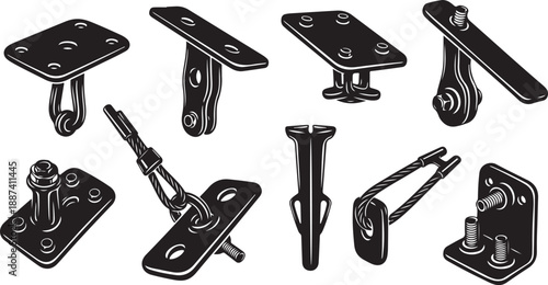 Various Types of Metal Hinges and Fasteners Illustrated