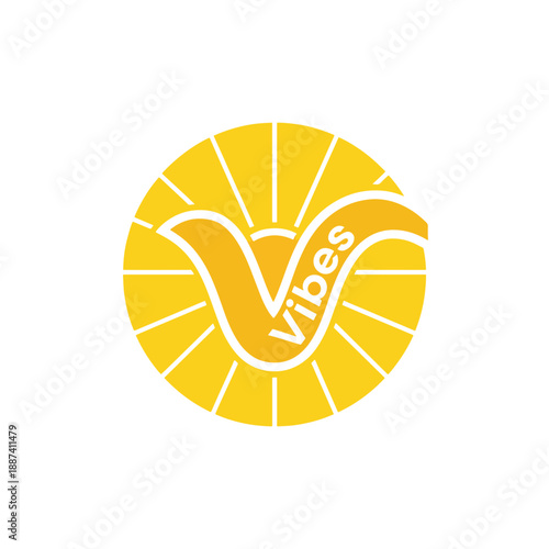 Bright graphic illustration of radiating sun capturing positive energy and good vibes