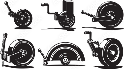 Black and white exercise wheel illustrations for fitness motivation