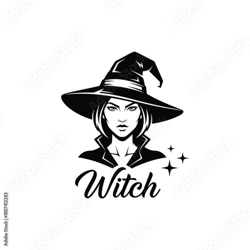 Enchanting sorceress in classic hat, a powerful magical character vector illustration for fantasy themes