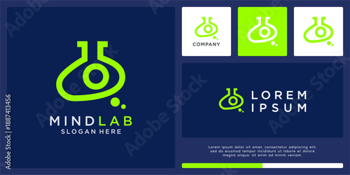 Mind lab logo design template outline.