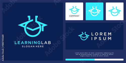 Learning laboratory logo design template.
