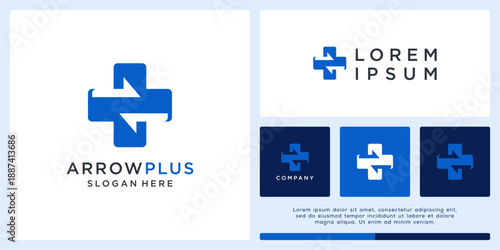 Arrow plus logo design for healthcare.