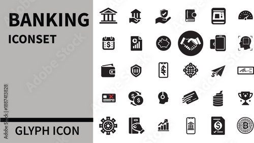 Bank icon set. Vector graphic illustration, Finance, business, funding, online banking, credit card, sequrity, shild line icon set. 