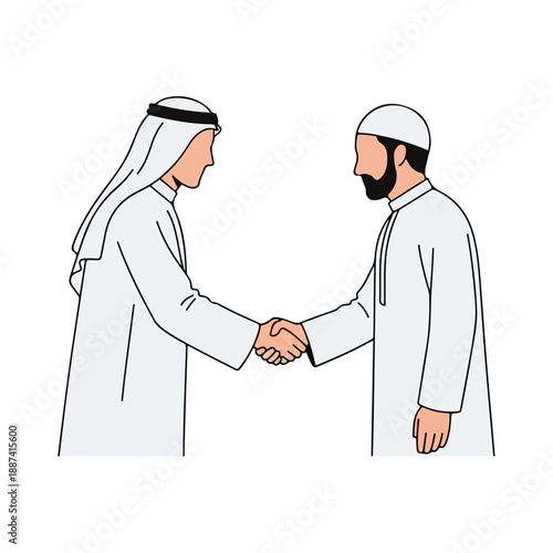 Muslim Men Handshake Greeting Agreement Partnership