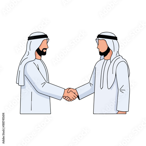 Two Arab Men Handshake Business Partnership Agreement