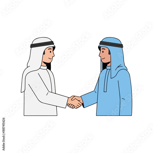 Arab Men Handshake Business Partnership Meeting Deal