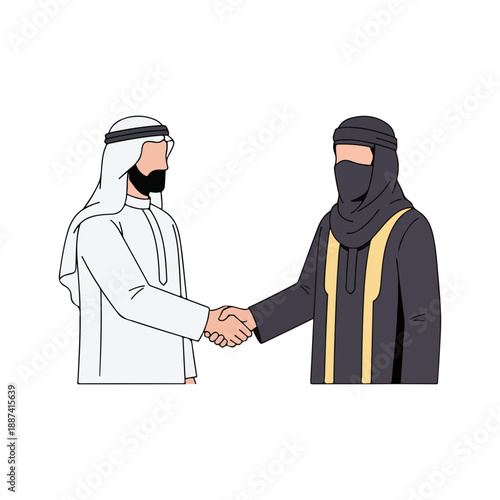 Middle Eastern Business Handshake Saudi Arabian Greeting Vector
