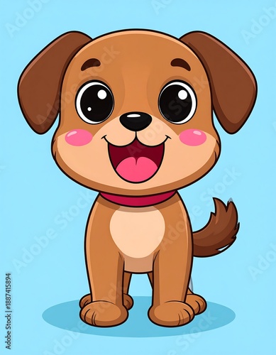 Wallpaper Mural A cheerful cartoon dog with brown fur and a red collar Torontodigital.ca