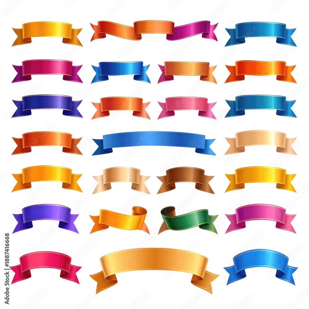 Obraz premium Colorful Ribbon Banner Collection - Vector Design Elements for Sales, Promotions, Awards & Celebrations