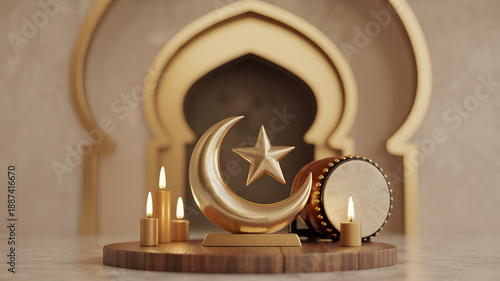 ramadan kareem decoration with candles and star