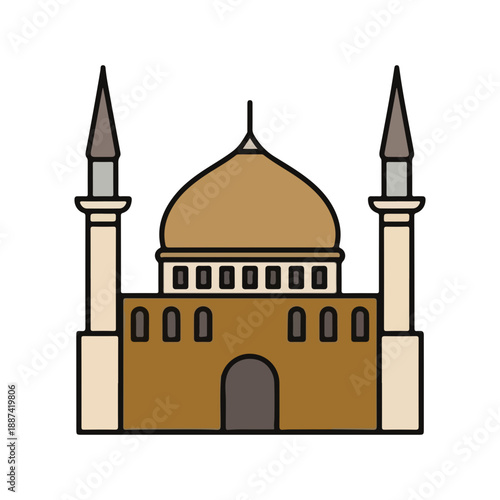 Simple Mosque Icon Flat Design Vector Illustration
