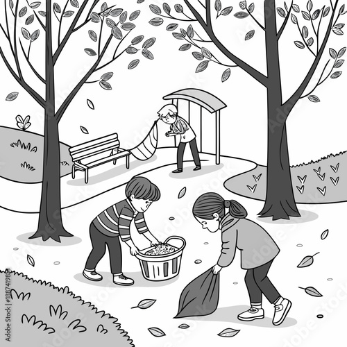 SPRING BUNDLE—Kids Cleaning Park in Spring