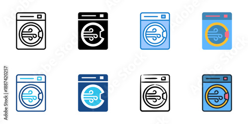 Dryer icons set multiple style collection. Editable stroke 
