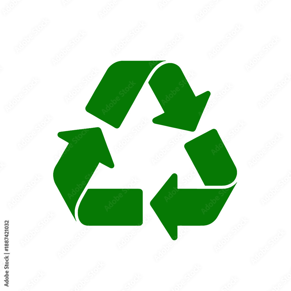 Obraz premium Green Recycling Symbol Vector Icon