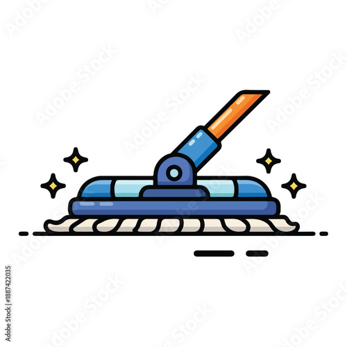 A cartoon-style illustration of a blue mop