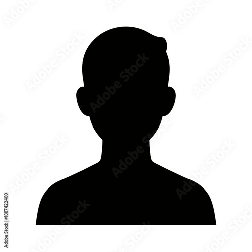 Silhouette of a person's head and shoulders profile vector icon.