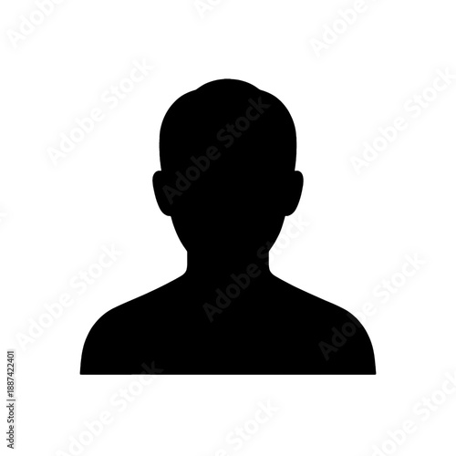 Silhouette of a person's head and shoulders vector icon.
