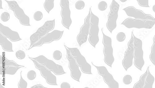 Soybean Seamless Pattern with Vector Edamame Pods Background. Abstract Organic Vegetable Texture.
