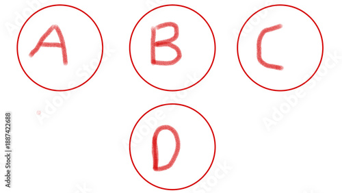 school exam assessment for all subjects tested starts from white paper with grades d to a by the teacher