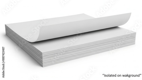 Stack of white printer paper isolated on white background