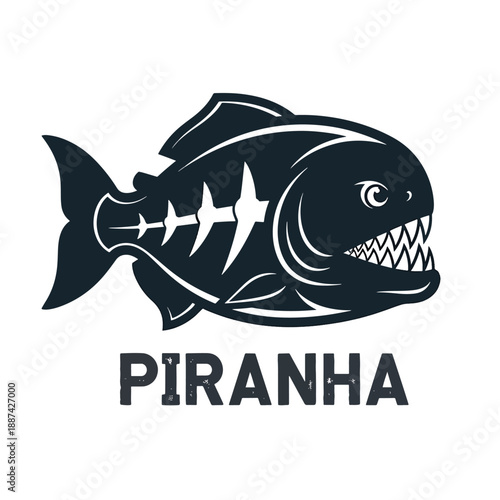 Fierce Piranha Fish Vector Illustration for Aquatic Predatory Nature Graphic Design