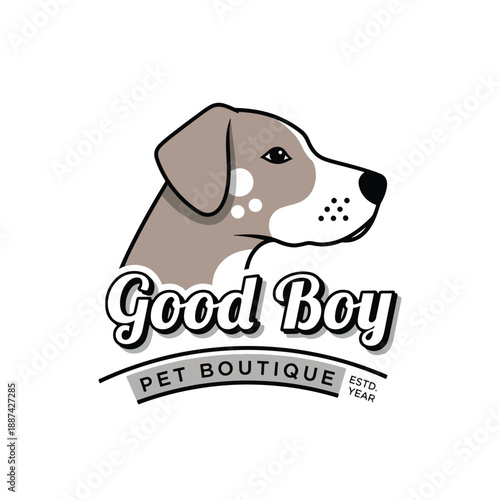 Stylized Dog Profile Illustration for Pet Boutique Branding and Canine Services Vector Graphic