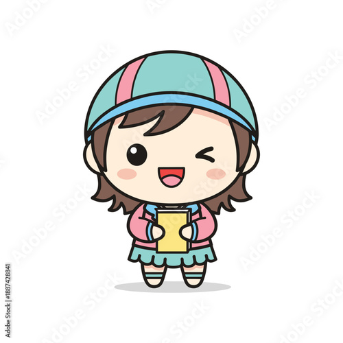 Happy girl holding a mug