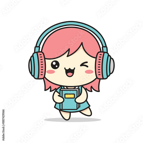 Happy girl listening to music with headphones and mp3 player