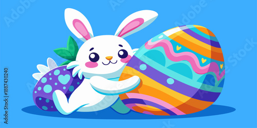 Easter Joy in Every Pixel! 🐰 A collection of cute and modern flat design Easter bunnies and eggs. High resolution, available in various formats. Get it now!
