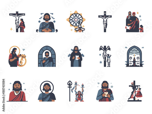 Jesus Christ and religious icons in various scenes and poses