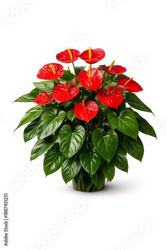 Red Anthurium Plant Isolated on White