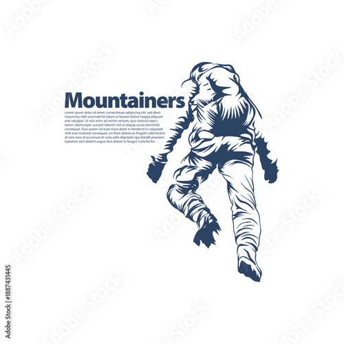 mountaineer climbing a mountain expressive grunge sketch
