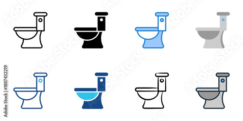 Toilet icons set multiple style collection. Editable stroke 
