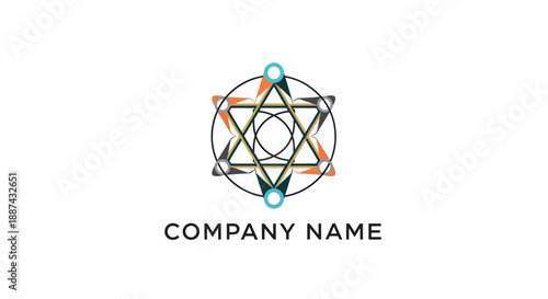 Geometric Logo Design with Star Symbol.
