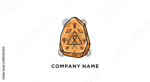 Illustration of a Freemason Symbol on Stone.