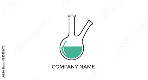 Laboratory Flask with Liquid Illustration Design.