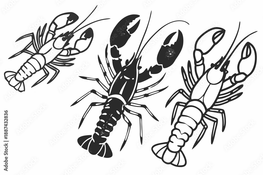 Obraz premium Watercolor boiled crawfish