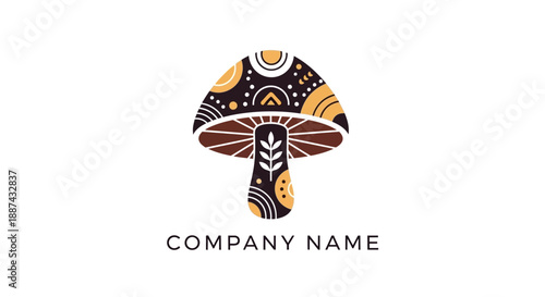 Stylized Mushroom Logo Design Element.
