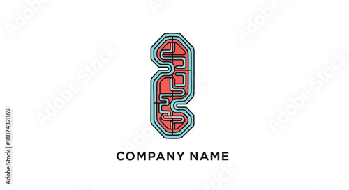 Stylized Red Number Three Logo Design.