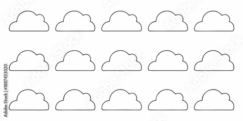 A simple arrangement of white cloud outlines on a blank background