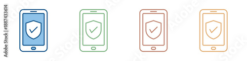 Mobile Security Icon Set Multiple Style Collection 
