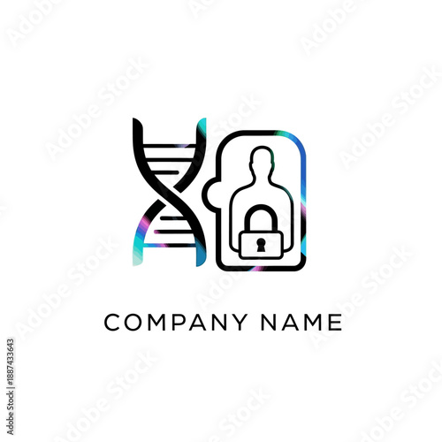 DNA Helix Lock Security Logo Design.