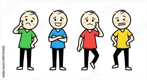 Cute cartoon characters depicting various human emotions in a simple, clean style