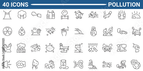 Pollution line icon set. modern icon collection. Editable stroke. Vector illustration.