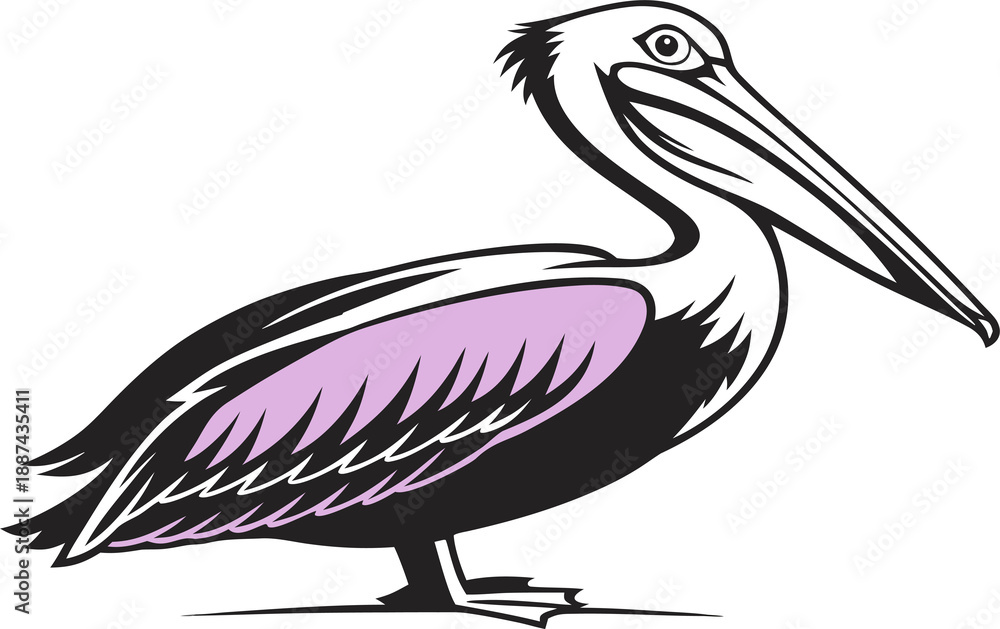 Fototapeta premium Majestic pelican silhouette standing gracefully against a simple background