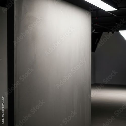 Minimalist Gallery Space With Dramatic Lighting Ideal For Art Exhibitions Or Product Displays