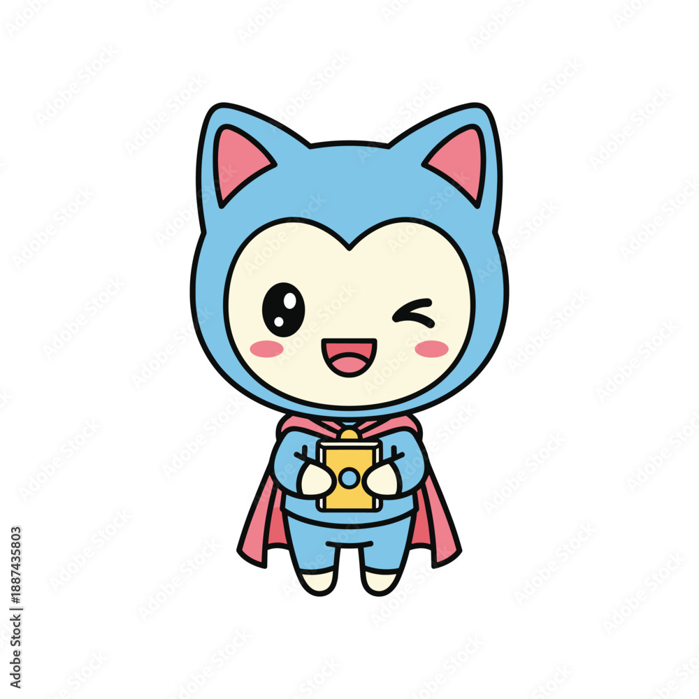 Obraz premium Cute cartoon character wearing superhero costume