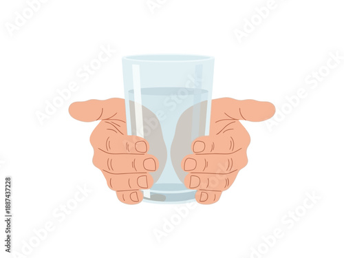 Hands Holding Clear Glass of Water.
