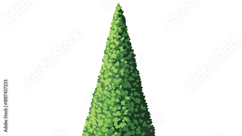 Symmetrical conical evergreen tree or topiary garden plant with green leaves depicted in simple pixel art style on white background.